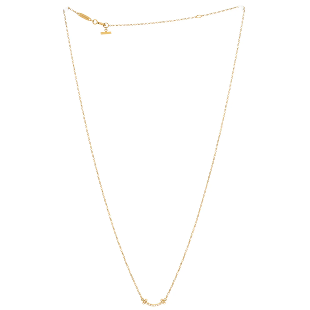 T Smile Pendant Necklace 18K Yellow Gold with Diamonds Mini - Deep Luxury