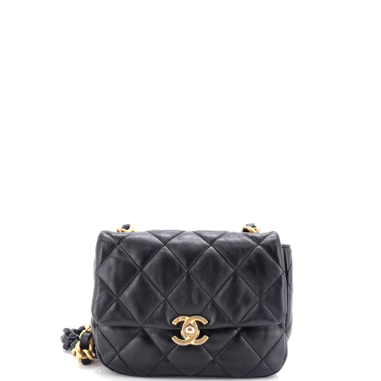 Lacquered Metal CC Flap Bag Quilted Lambskin Small - Deep Luxury