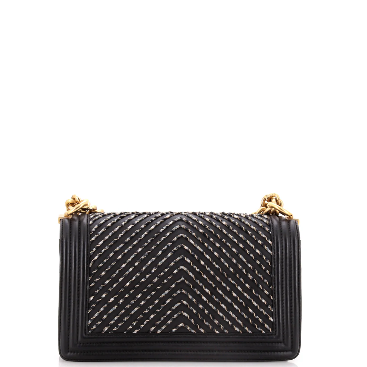 By The Sea Boy Flap Bag Chevron Embroidered Calfskin Old Medium - Deep Luxury