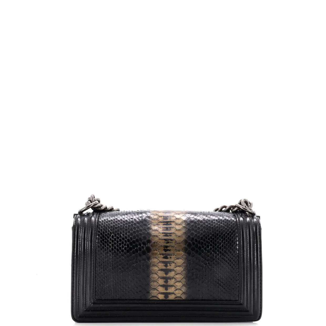 Boy Flap Bag Python and Patent Old Medium - Deep Luxury