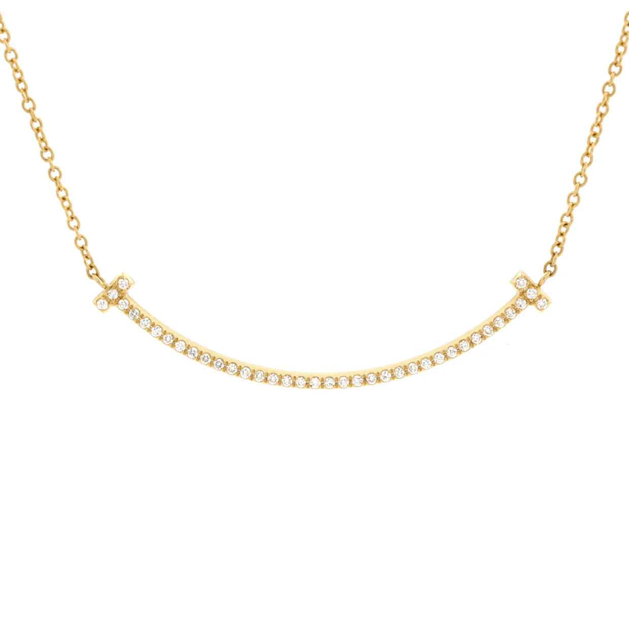 T Smile Pendant Necklace 18K Yellow Gold and Diamonds Small - Deep Luxury
