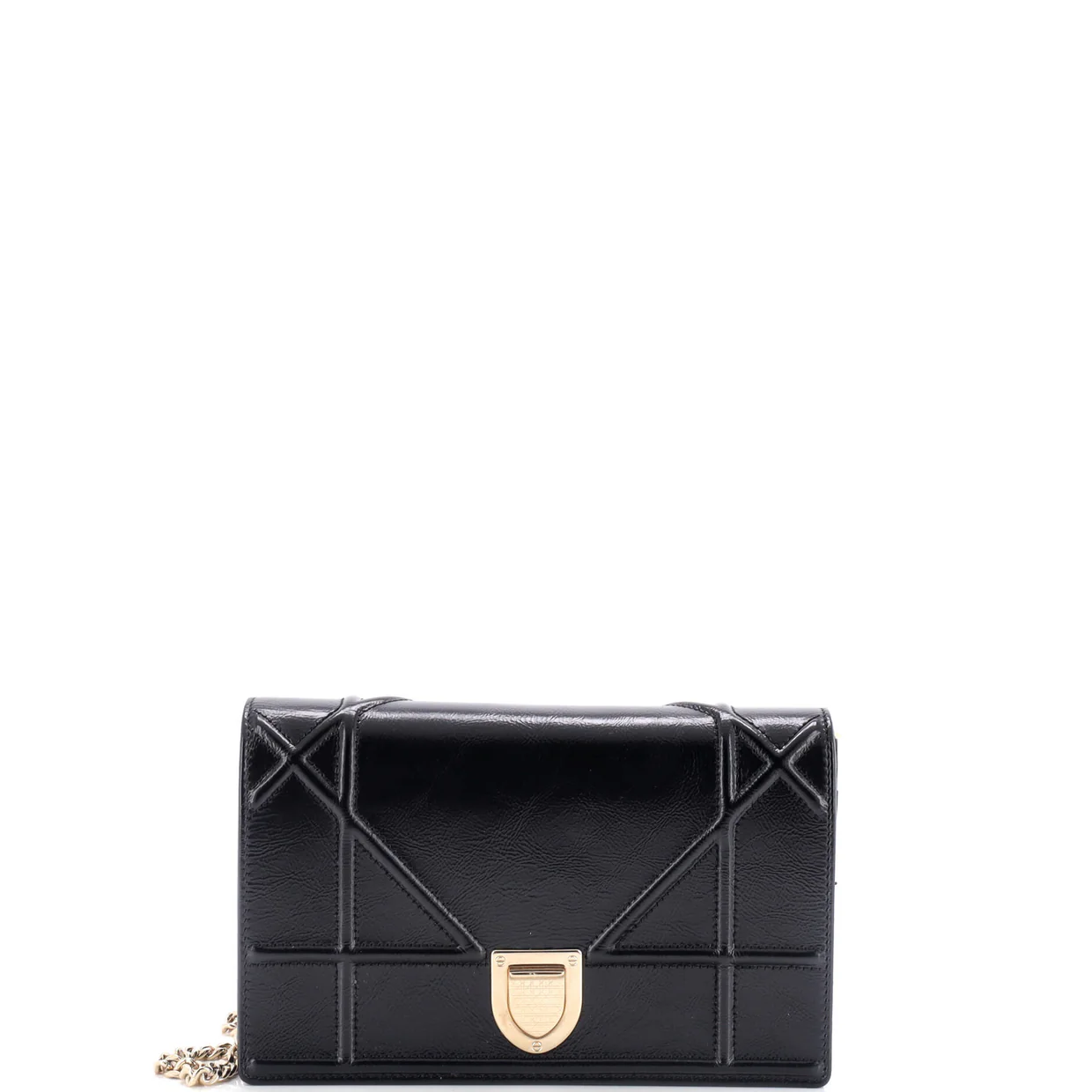 Diorama Wallet on Chain Leather - Deep Luxury