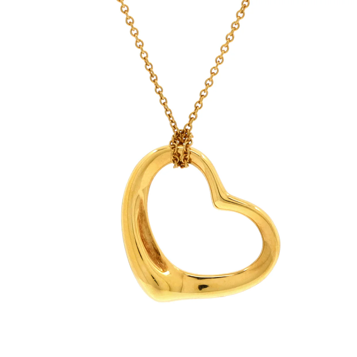 Elsa Peretti Open Heart Pendant Necklace 18K Yellow Gold 22mm - Deep Luxury