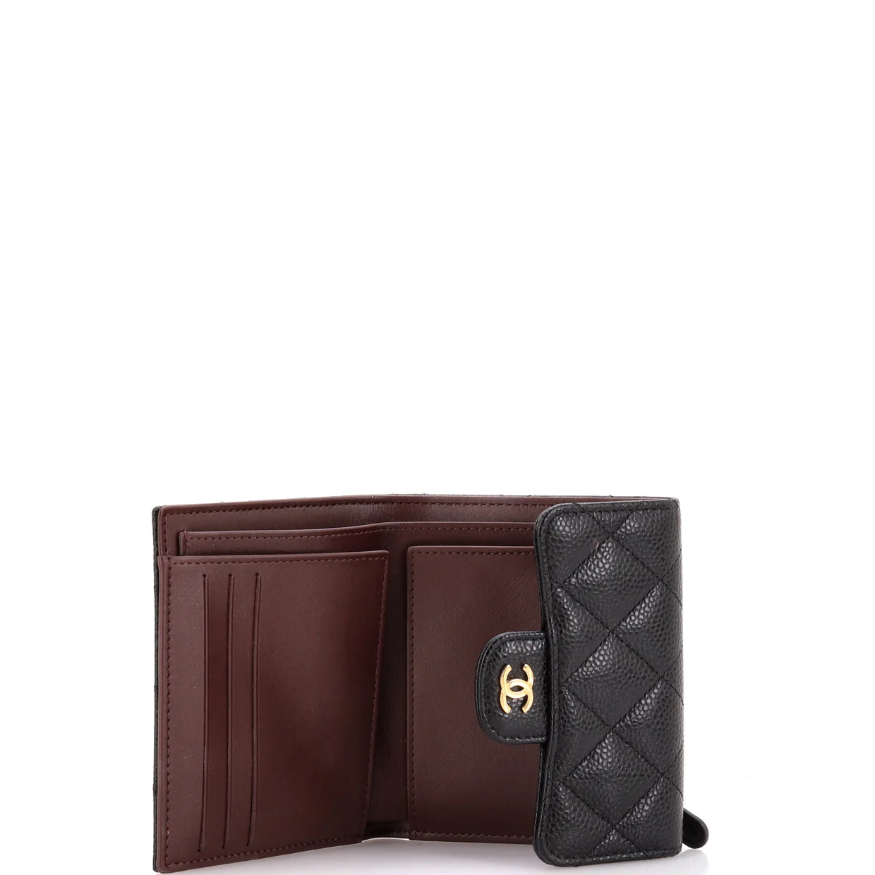 CC Compact Classic Flap Wallet Quilted Caviar - Deep Luxury