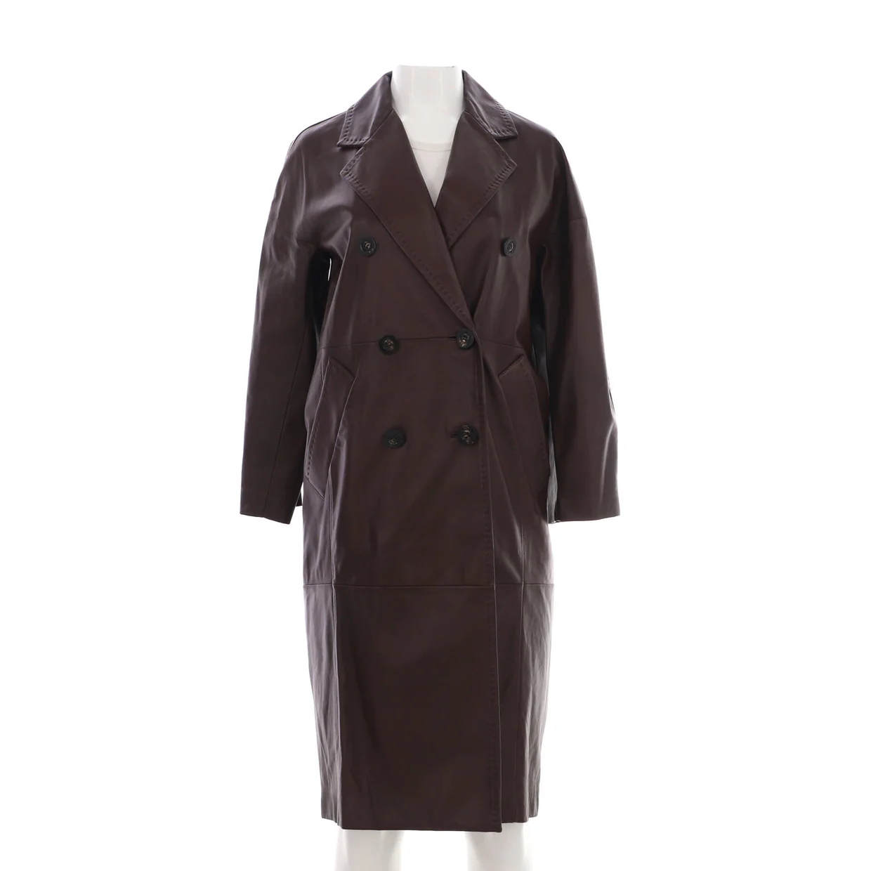 Women's Ussuri Double Breasted Coat Leather - Deep Luxury