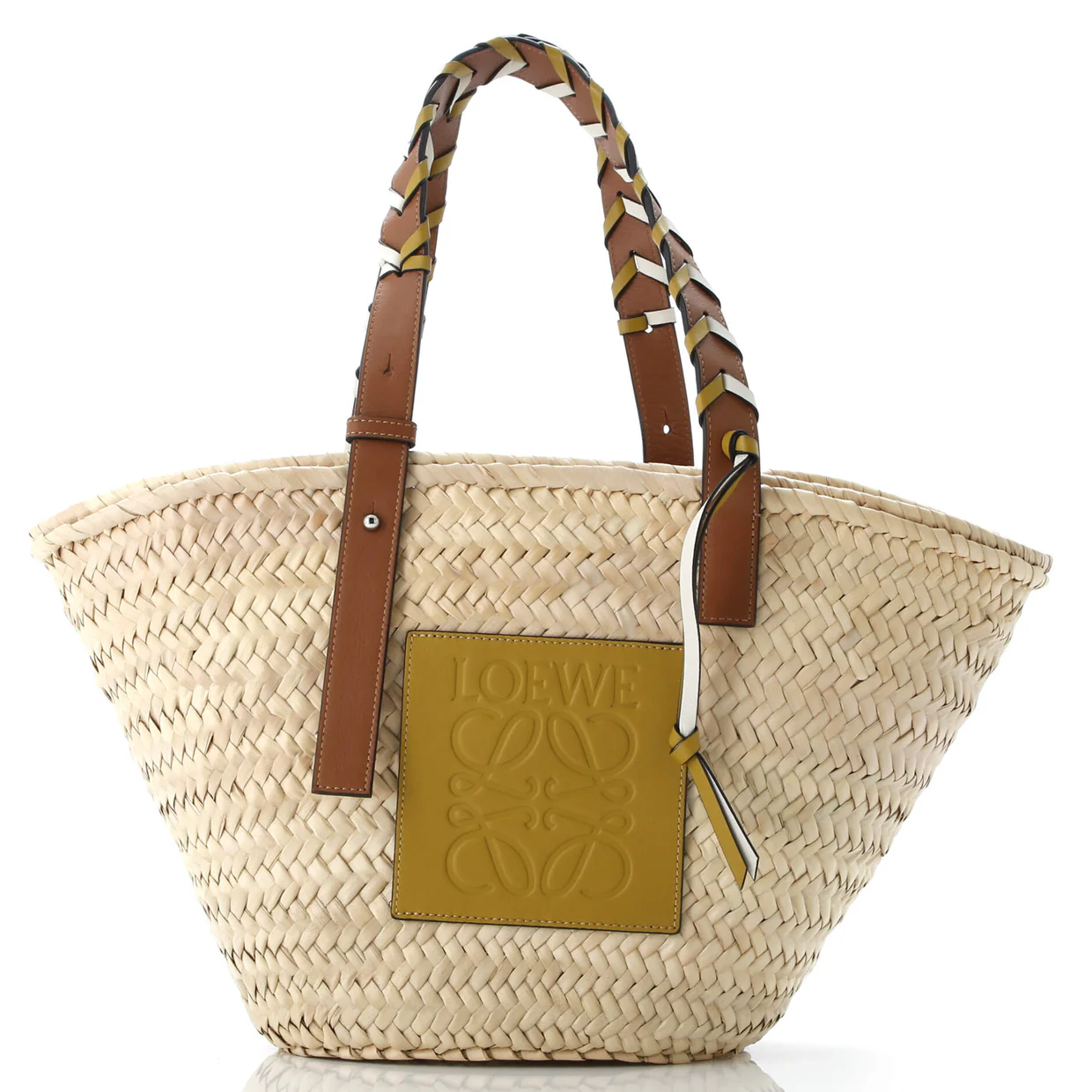 Braided Handle Basket Tote Raffia Medium - Deep Luxury