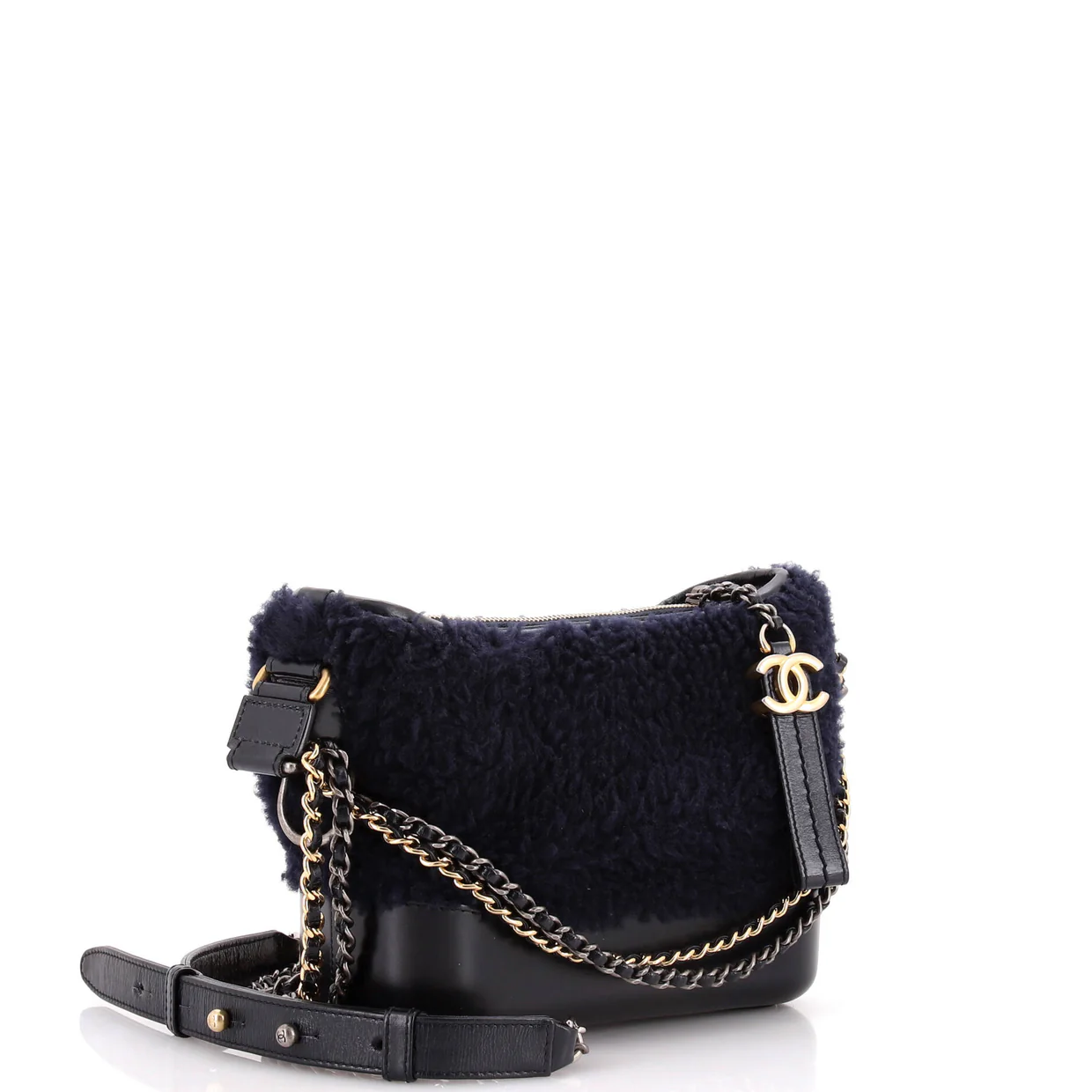 Gabrielle Hobo Shearling and Leather Small - Deep Luxury