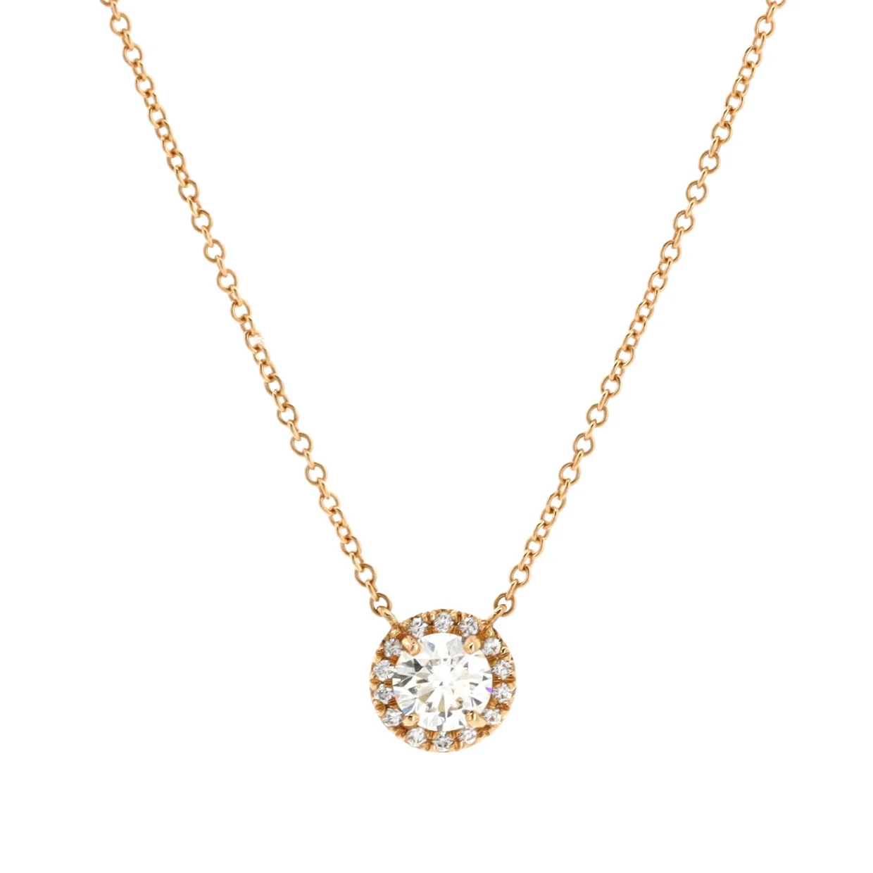 Soleste Round Pendant Necklace 18K Rose Gold with RBC Diamond I/VS2 0.41CT - Deep Luxury