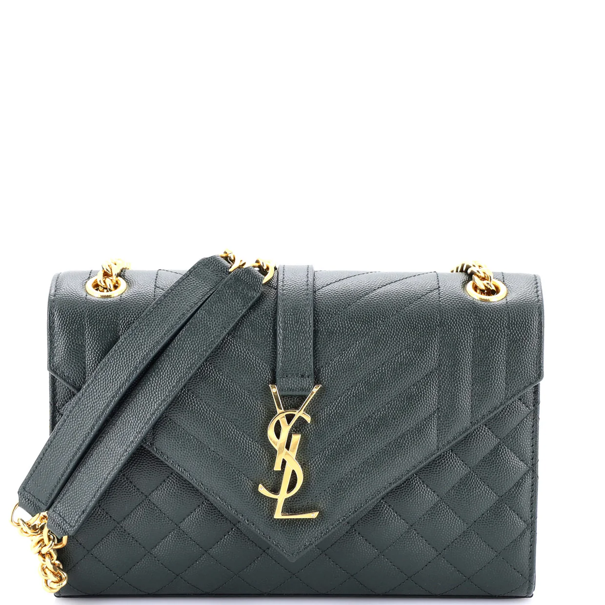 Classic Monogram Envelope Satchel Mixed Matelasse Leather Medium - Deep Luxury