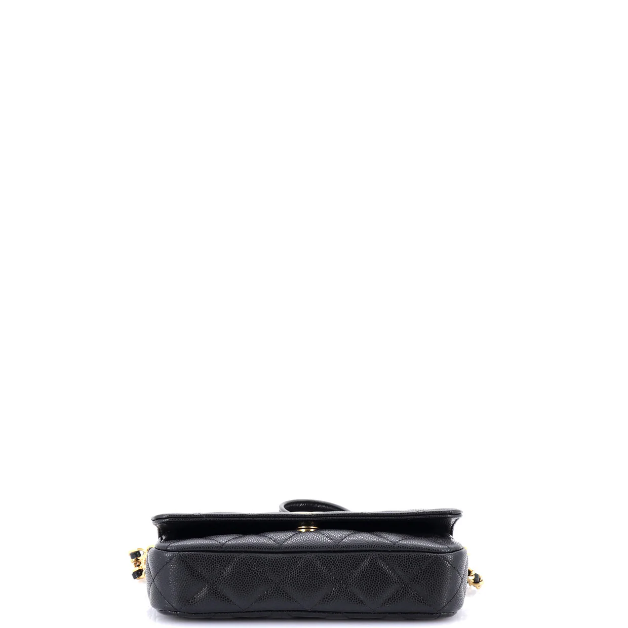 Twist Your Buttons Flap Clutch with Chain Quilted Caviar - Deep Luxury