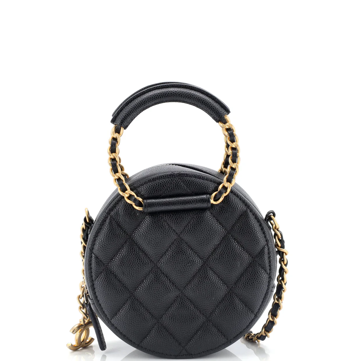 In The Loop Round Clutch with Chain Quilted Caviar Mini - Deep Luxury