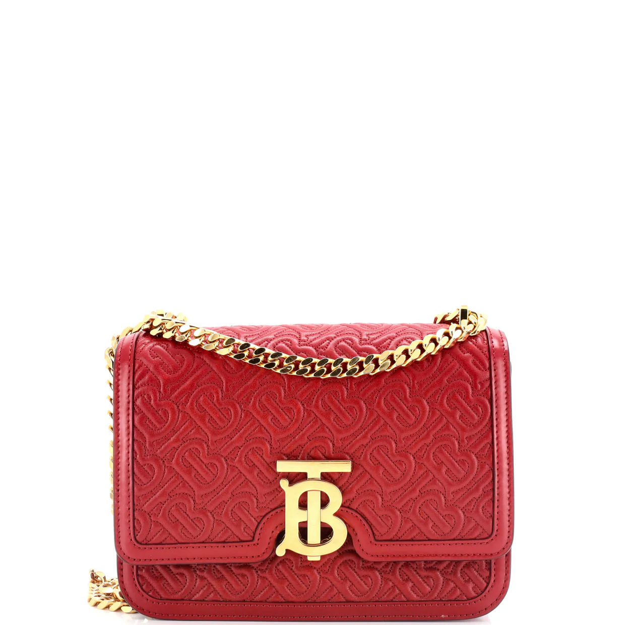 TB Flap Chain Bag Monogram Embossed Leather Small - Deep Luxury