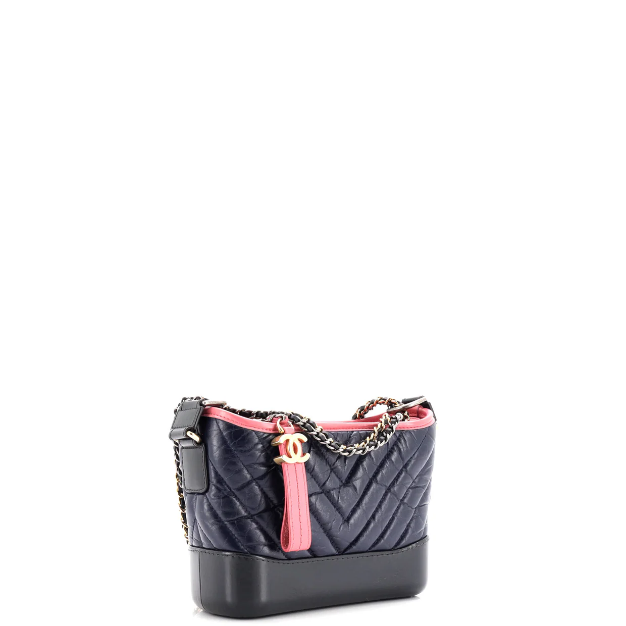 Gabrielle Hobo Chevron Aged Calfskin Small - Deep Luxury