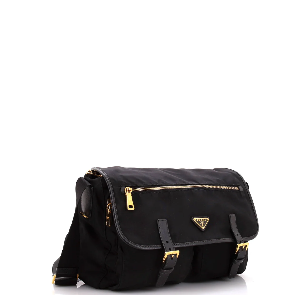 Double Buckle Flap Messenger Bag Tessuto Large - Deep Luxury