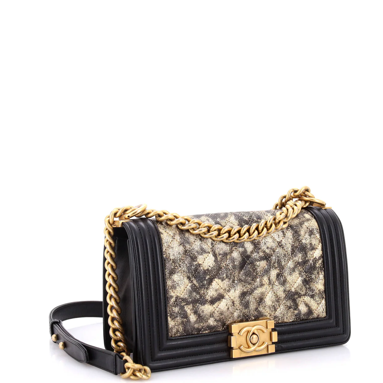 Boy Flap Bag Quilted Metallic Crumpled Goatskin Old Medium - Deep Luxury