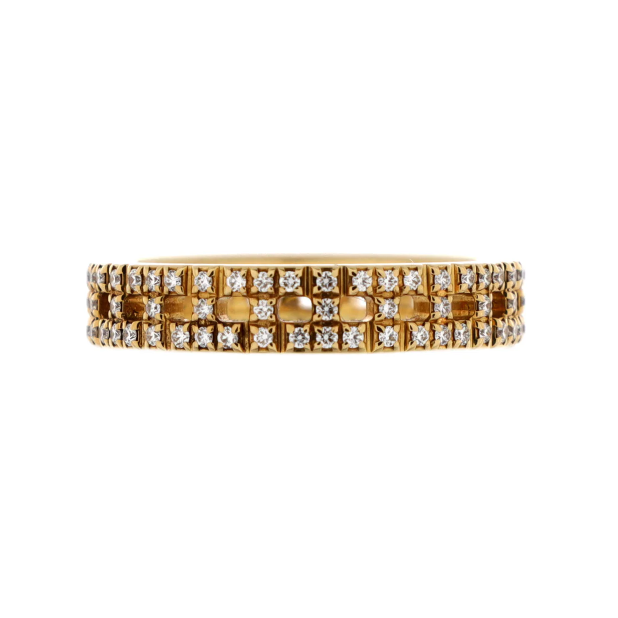 T True Ring 18K Yellow Gold with Pave Diamonds Narrow - Deep Luxury