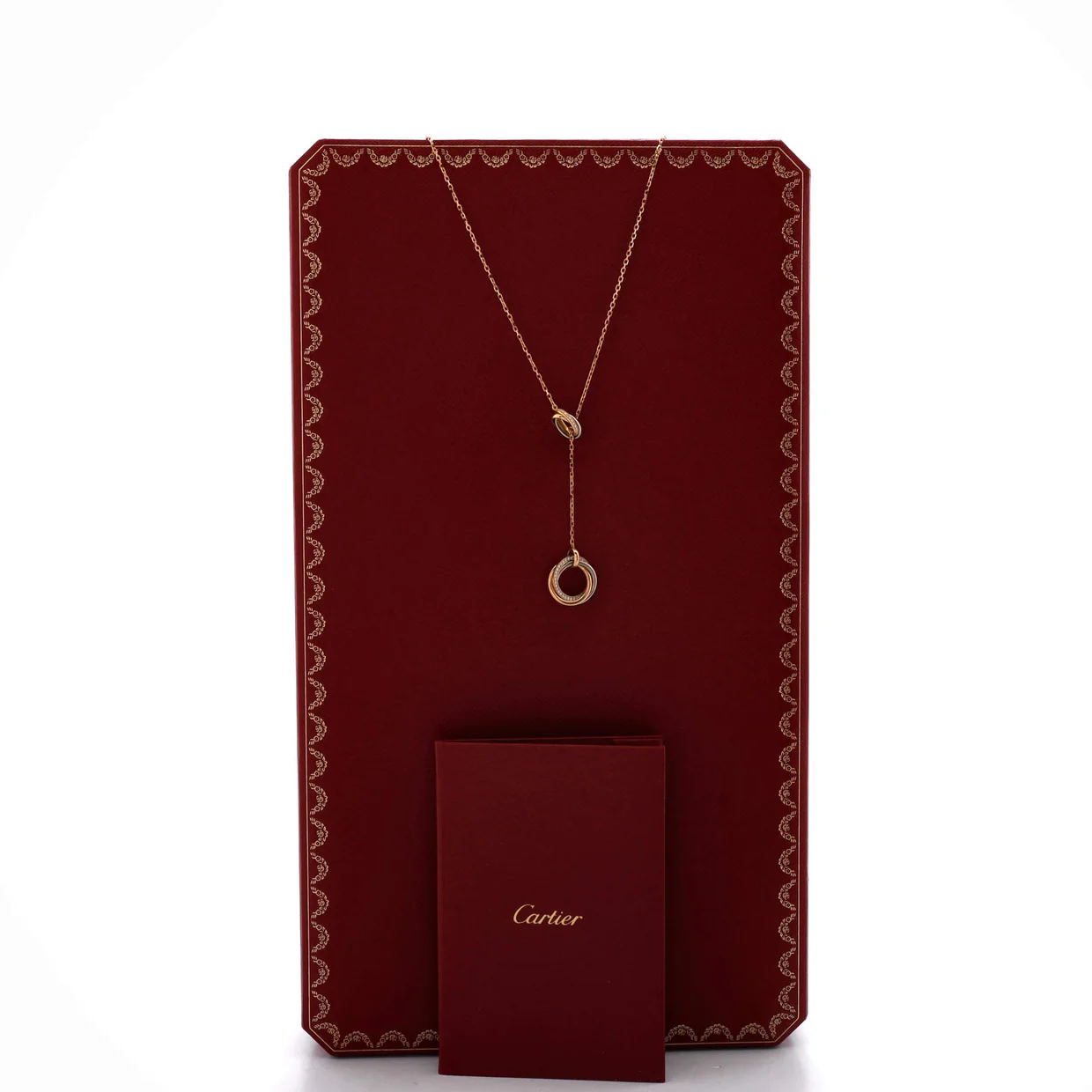 Trinity Lariat Necklace 18K Tricolor Gold with Diamonds - Deep Luxury