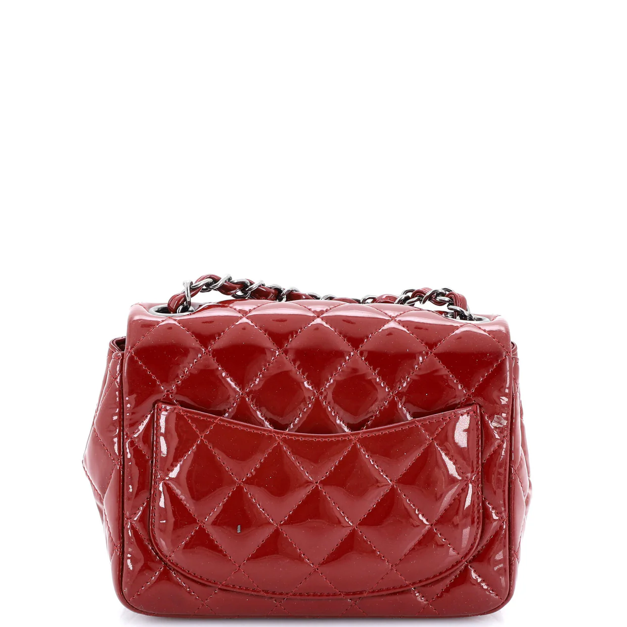 Square Classic Single Flap Bag Quilted Patent Mini - Deep Luxury