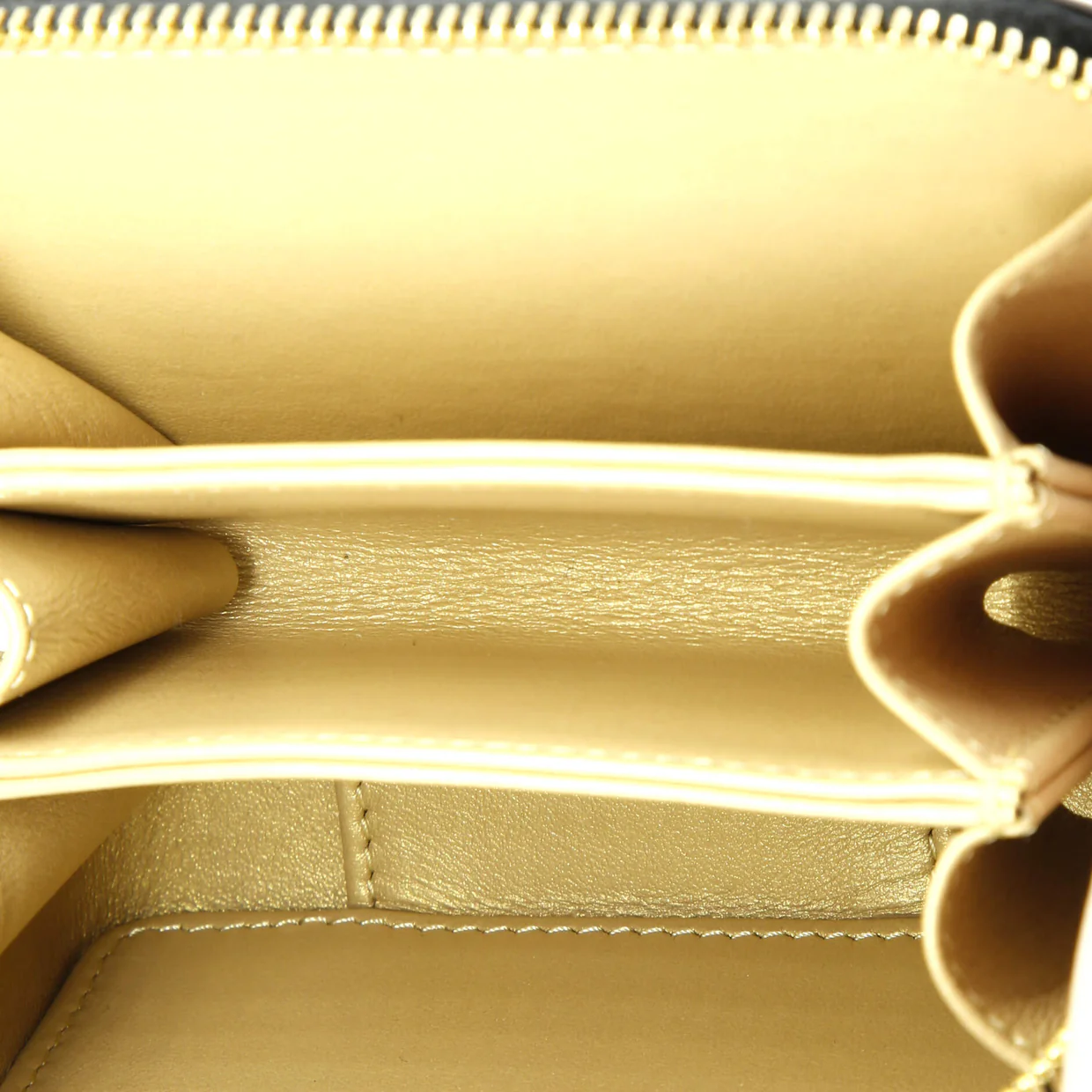 Golden Plate Zip Around Vanity Case with Chain Quilted Metal and Lambskin Extra Mini - Deep Luxury