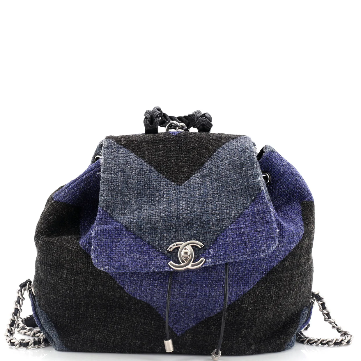 Braided With Style Drawstring Backpack Chevron Canvas Medium - Deep Luxury