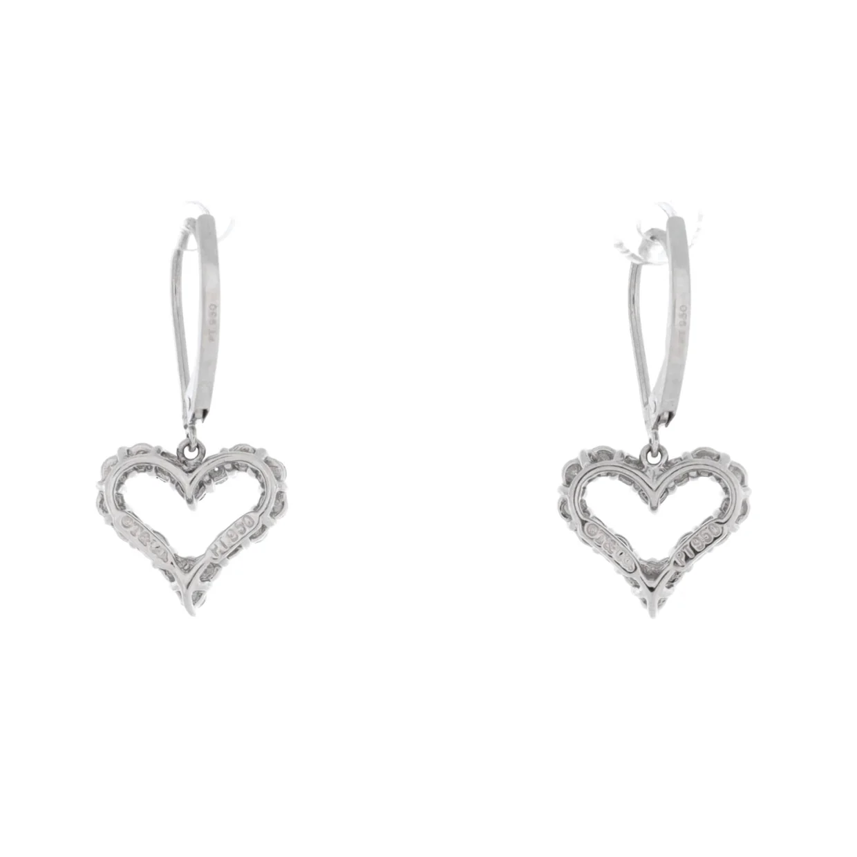 Heart Drop Earrings Platinum with Diamonds - Deep Luxury