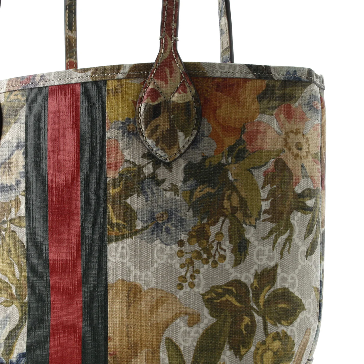 Ophidia Tote Water Flora GG Coated Canvas Medium - Deep Luxury