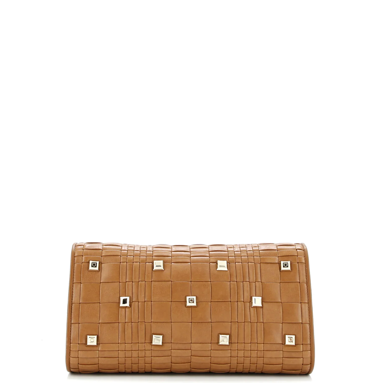 Studio Box Satchel Woven Leather Medium - Deep Luxury