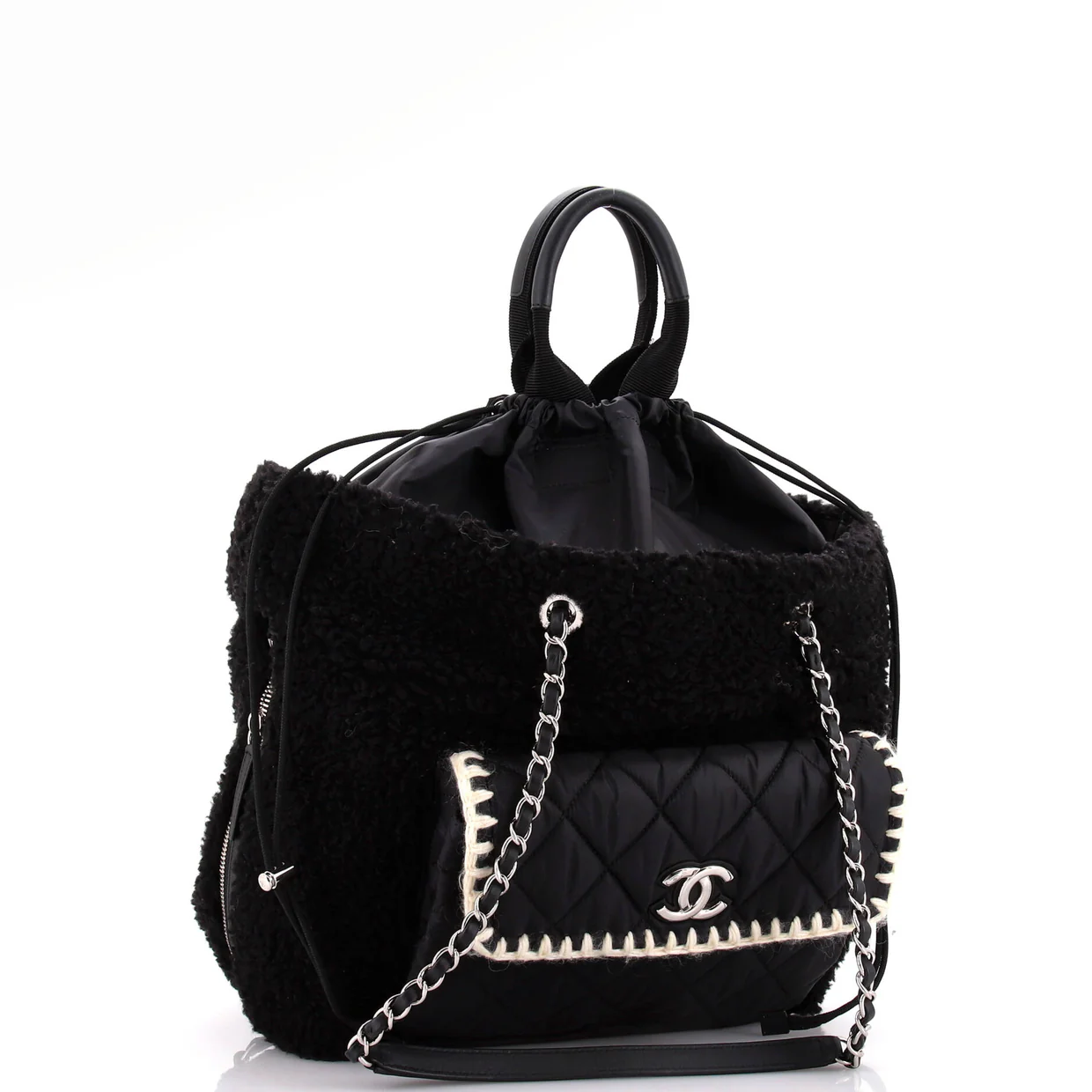 Coco Neige Shopping Tote Shearling with Quilted Nylon and Calfskin Large - Deep Luxury