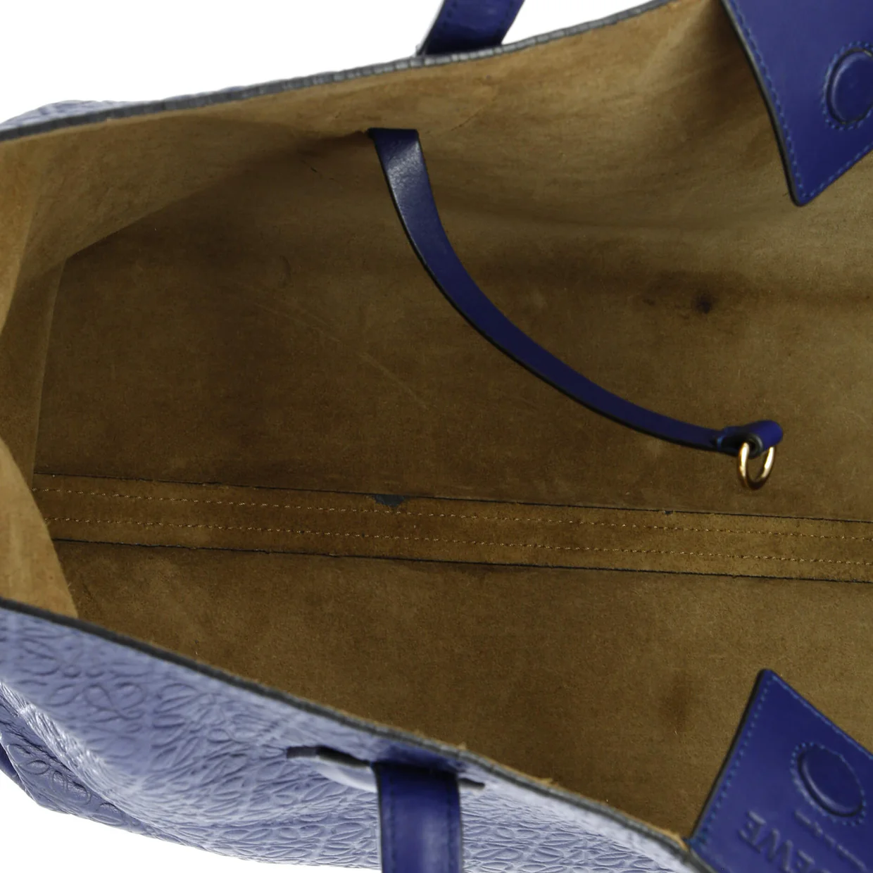 T Shopper Tote Anagram Embossed Leather - Deep Luxury