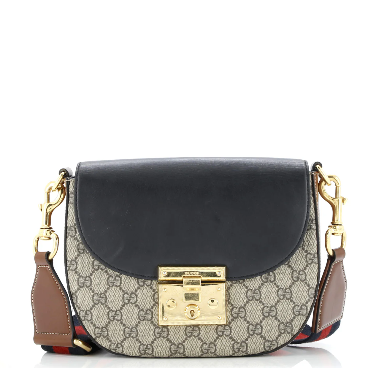 Padlock Saddle Shoulder Bag GG Coated Canvas and Leather Medium - Deep Luxury