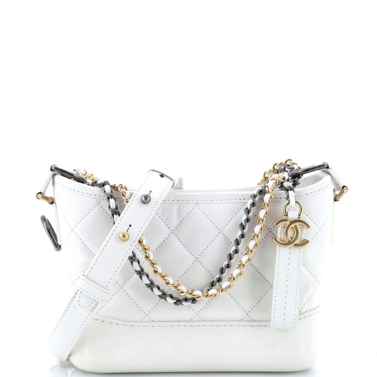 Gabrielle Hobo Quilted Goatskin and Patent Small - Deep Luxury