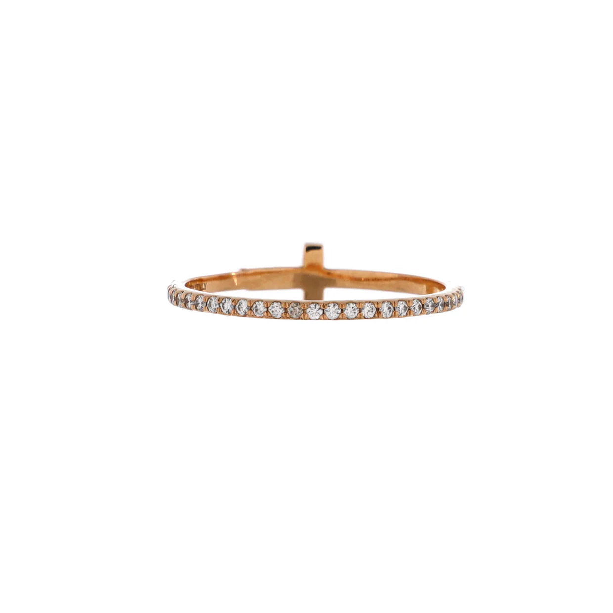T Wire Ring 18K Rose Gold with Pave Diamonds - Deep Luxury