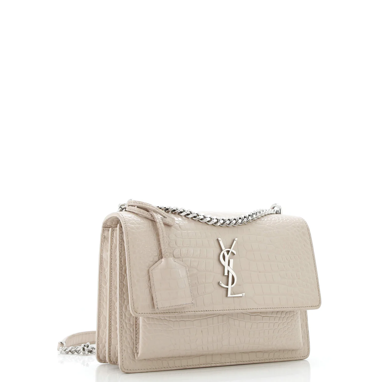 Sunset Crossbody Bag Crocodile Embossed Leather Medium - Deep Luxury