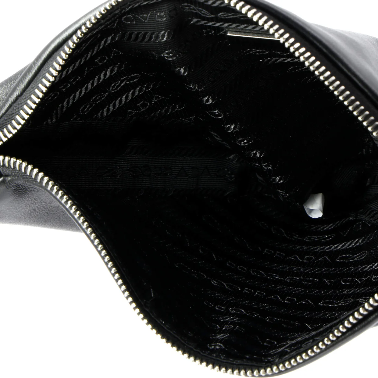 Triangle Logo Wristlet Pouch Embossed Leather - Deep Luxury