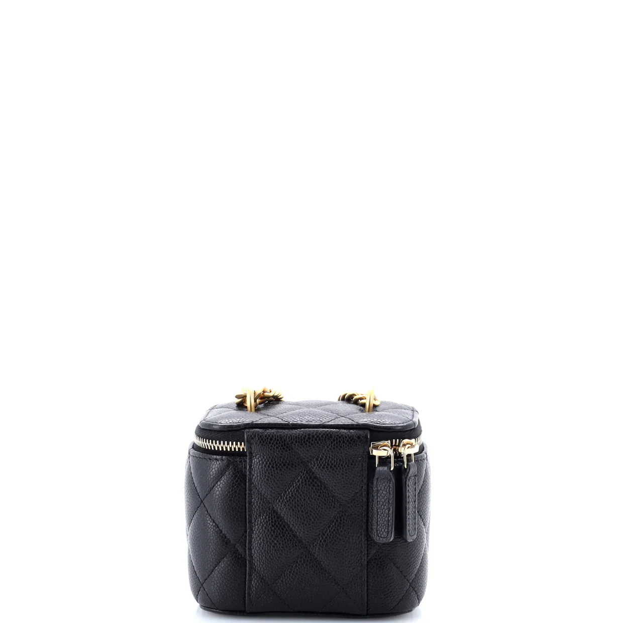 Sweet Heart Vanity Case with Chain Quilted Caviar Mini - Deep Luxury