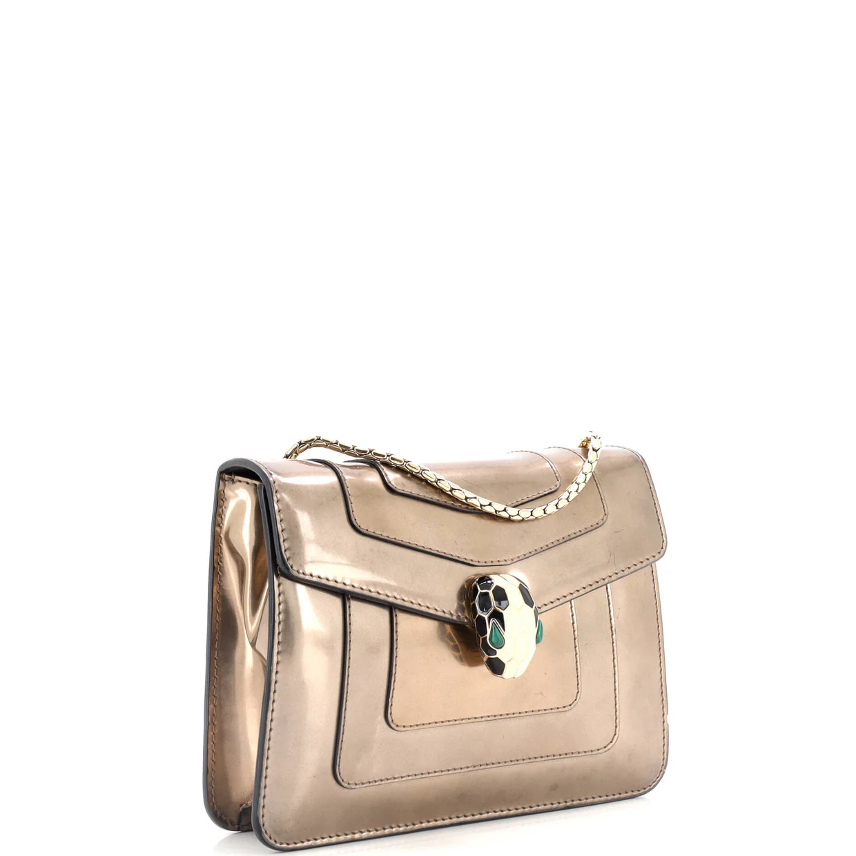 Serpenti Forever Square Shoulder Bag Metallic Leather Small - Deep Luxury