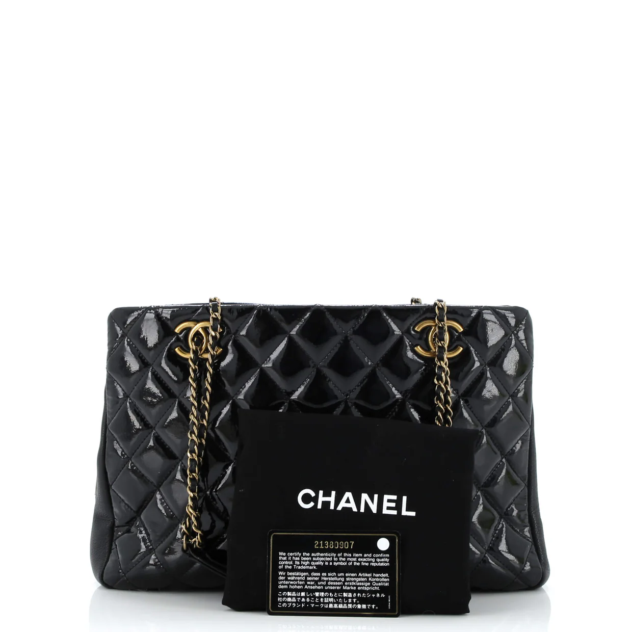 CC Eyelet Tote Quilted Patent Medium - Deep Luxury