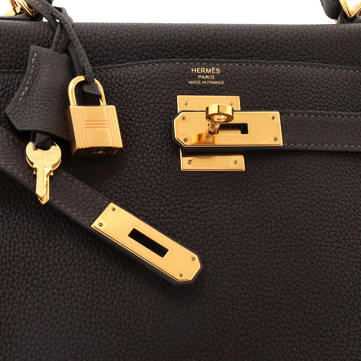 Kelly Handbag Ebene Togo with Gold Hardware 28 - Deep Luxury