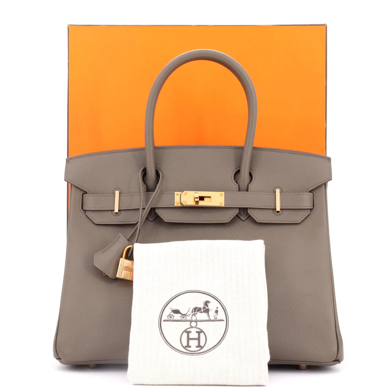 Birkin Handbag Grey Epsom with Rose Gold Hardware 30 - Deep Luxury