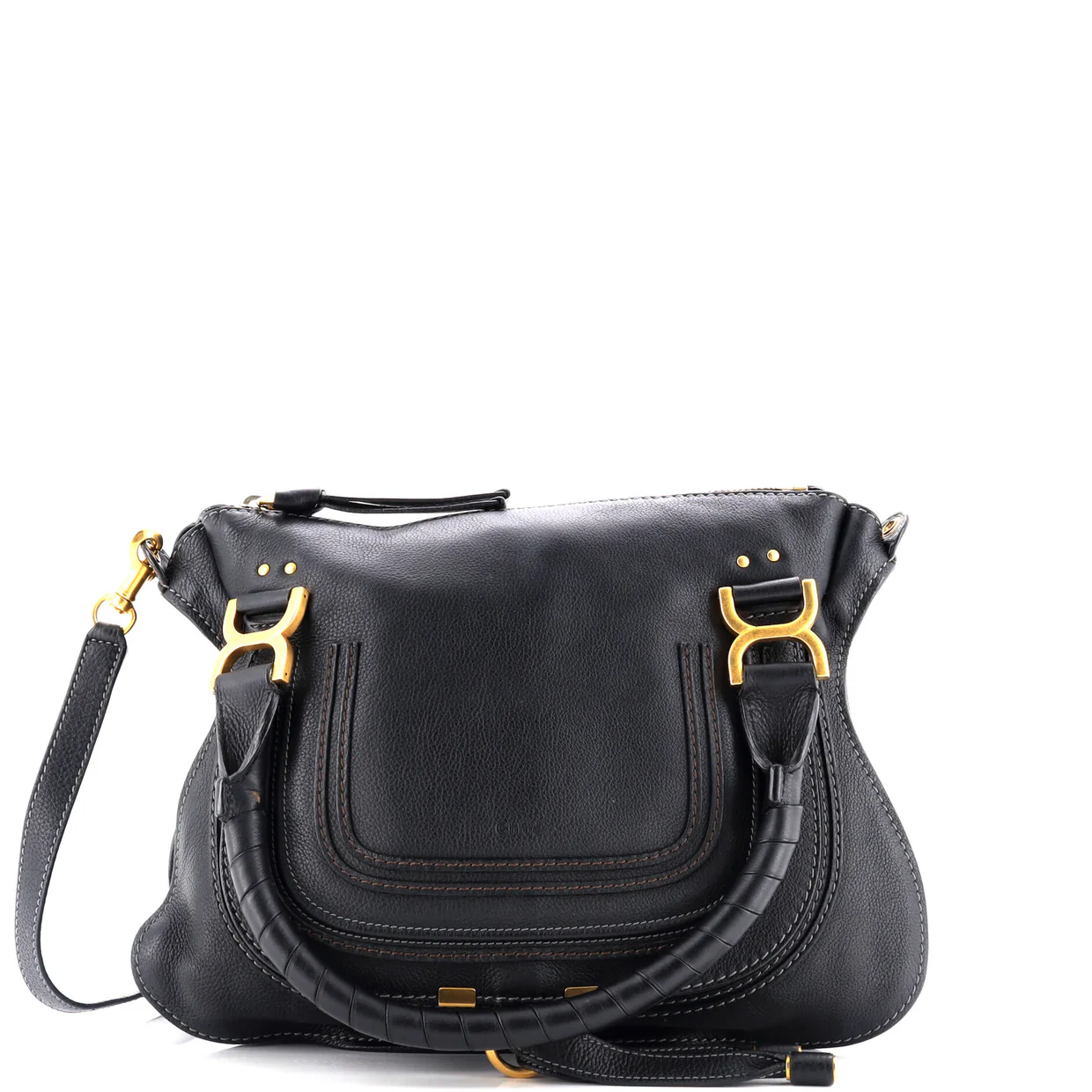Marcie Satchel Leather Medium - Deep Luxury