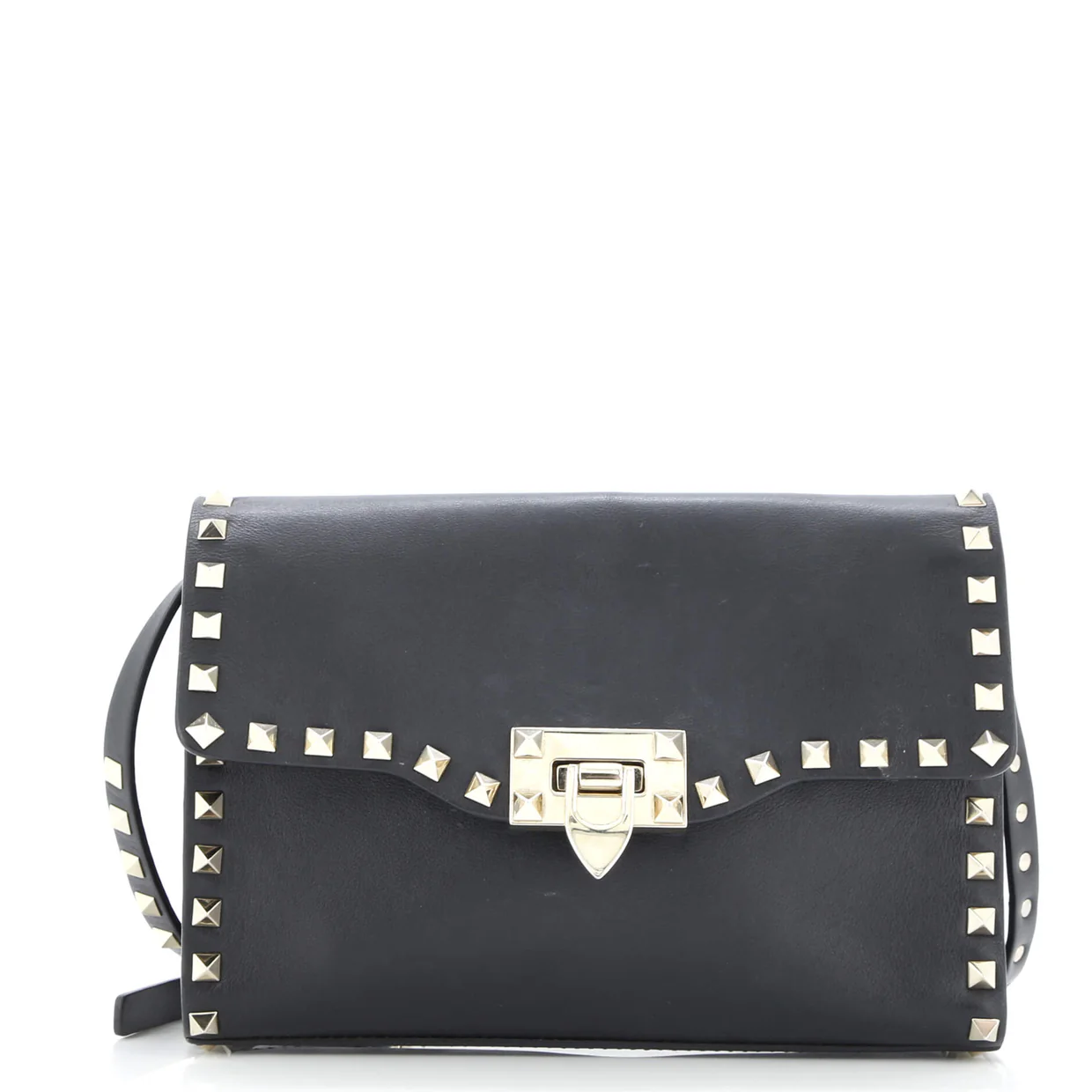 Rockstud Flip Lock Flap Bag Leather Medium - Deep Luxury