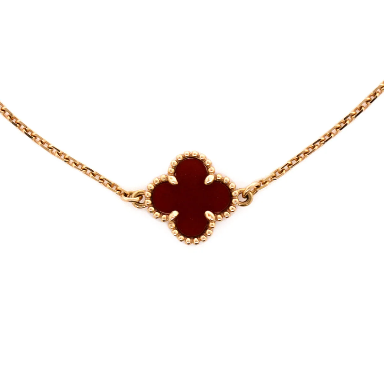 Sweet Alhambra Bracelet 18K Rose Gold and Carnelian - Deep Luxury