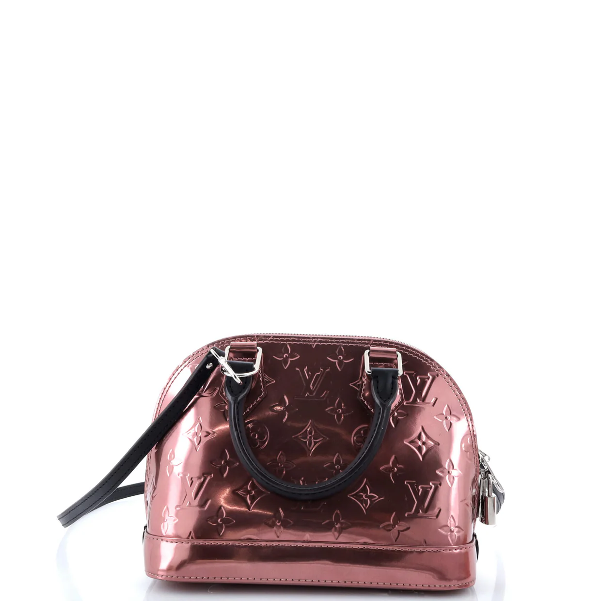 Alma Handbag Metallic Monogram Vernis with Leather BB - Deep Luxury