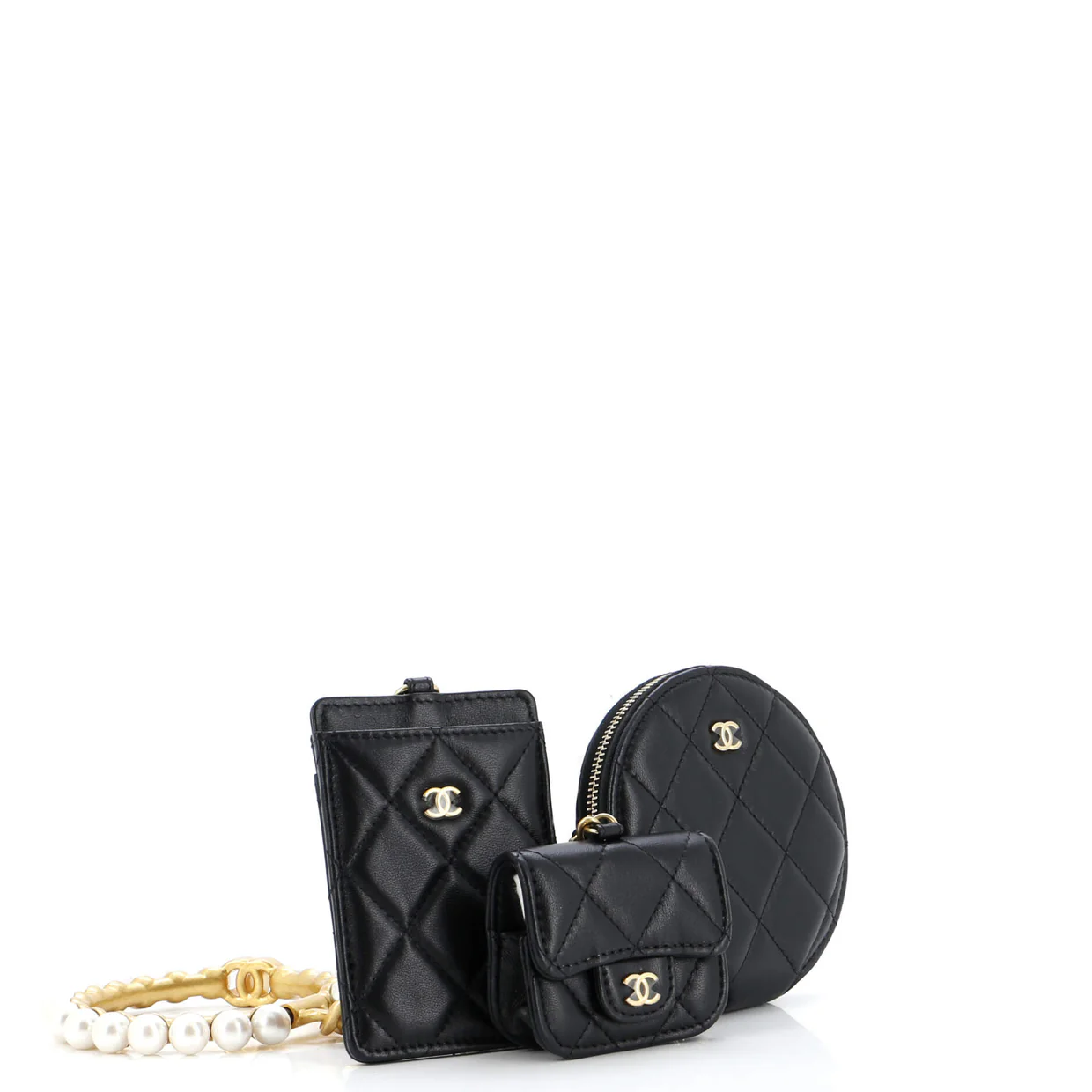 Pearl Crown Handle Multi-Pouches Quilted Lambskin - Deep Luxury