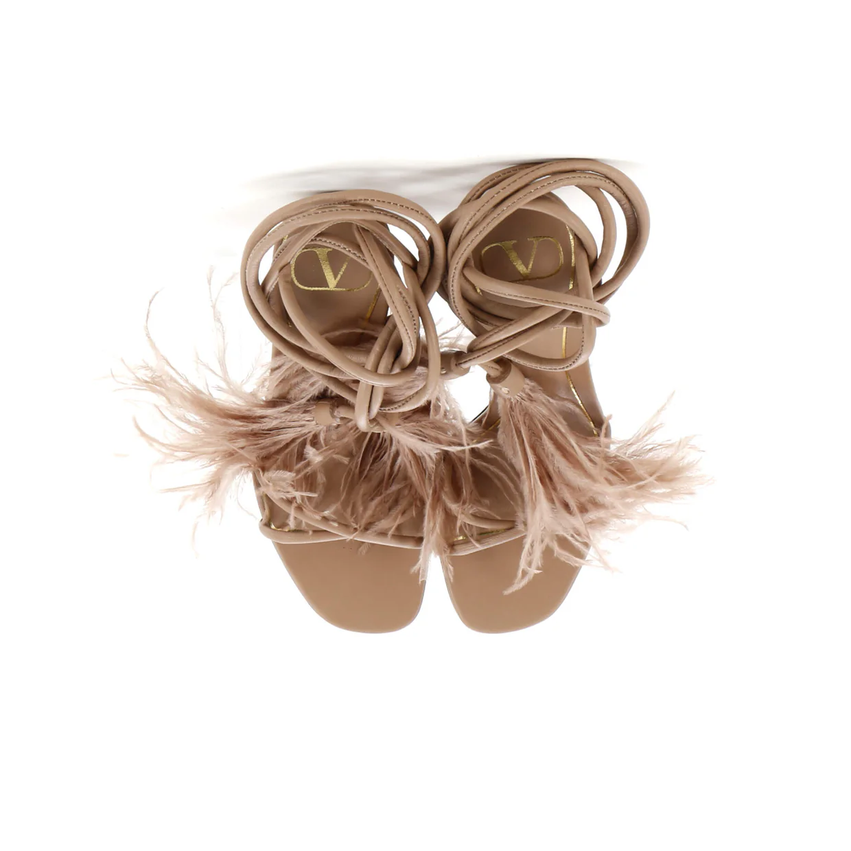 Women's Upflair Heeled Sandals Leather with Feathers - Deep Luxury