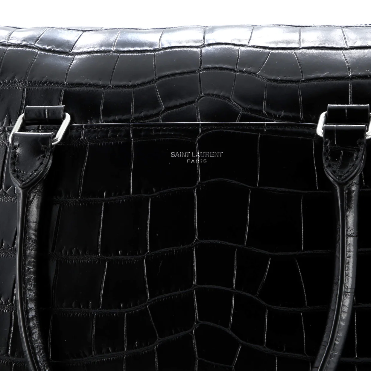 Duffle Briefcase Crocodile Embossed Leather - Deep Luxury