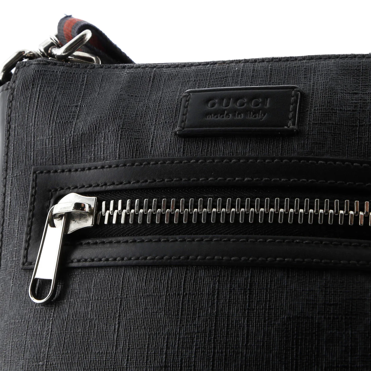 Web Strap Front Zip Messenger Bag GG Coated Canvas Small - Deep Luxury
