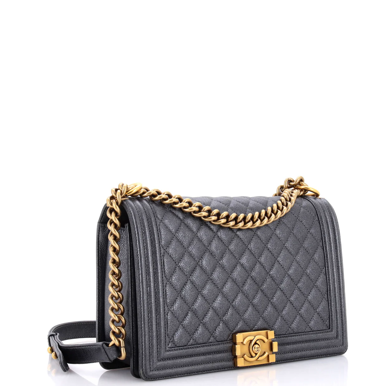 Boy Flap Bag Quilted Iridescent Caviar New Medium - Deep Luxury