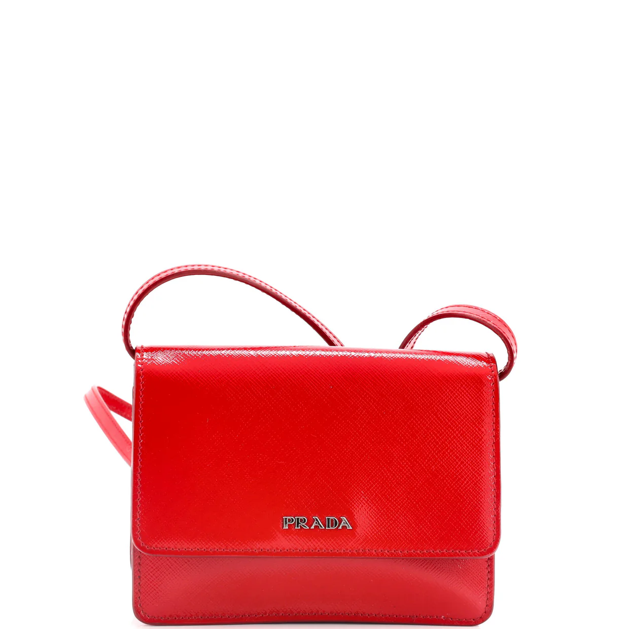Wallet on Strap Vernice Saffiano Leather Small - Deep Luxury