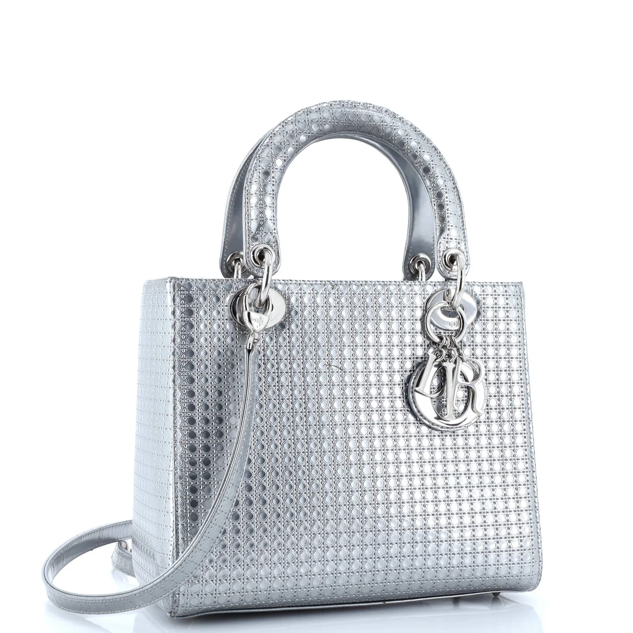 Lady Dior Bag Micro Cannage Metallic Calfskin Medium - Deep Luxury